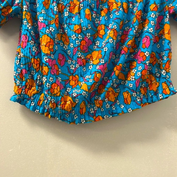 TopShop Floral Print Off-the-Shoulder Crop Top Cotton Blend Size 6 NWT - Picture 6 of 8